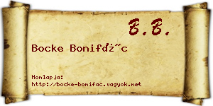 Bocke Bonifác névjegykártya